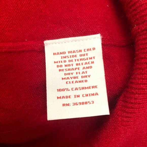Jennie Liu 100% Cashmere Crew Neck Sweater Petite Size PM Red - Picture 6 of 6